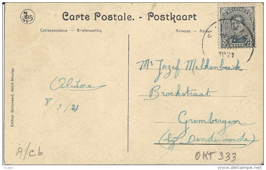 Sint-Nicolaas   Groote Markt  -  Stadhuis;  1921  Naar  Grembergen - Sint-Niklaas