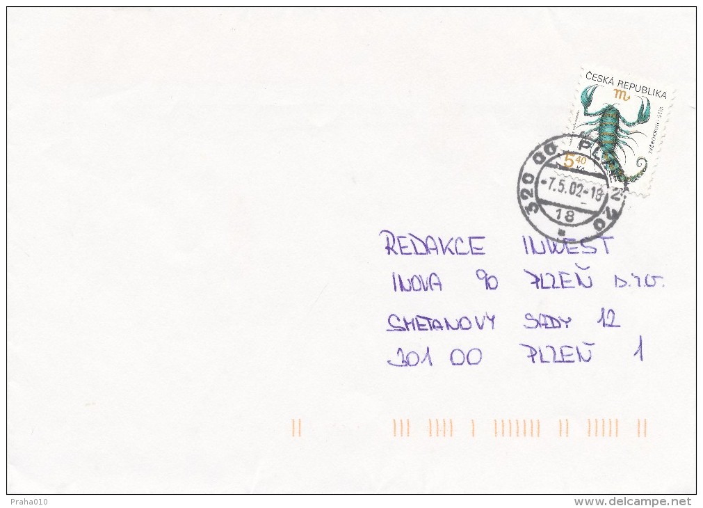 K5509 - Czech Rep. (2002) 320 00 Plzen 20 (letter) Tariff: 5,40 Kc ("Sign Of Zodiac" - Shift In Green And Ocher Colors!) - Errors, Freaks & Oddities (EFO)