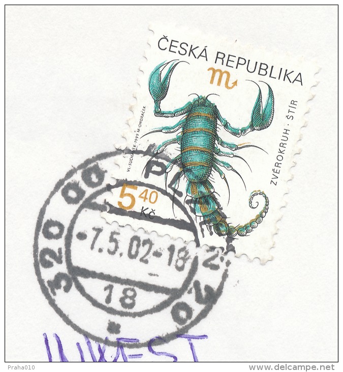 K5509 - Czech Rep. (2002) 320 00 Plzen 20 (letter) Tariff: 5,40 Kc ("Sign Of Zodiac" - Shift In Green And Ocher Colors!) - Abarten Und Kuriositäten