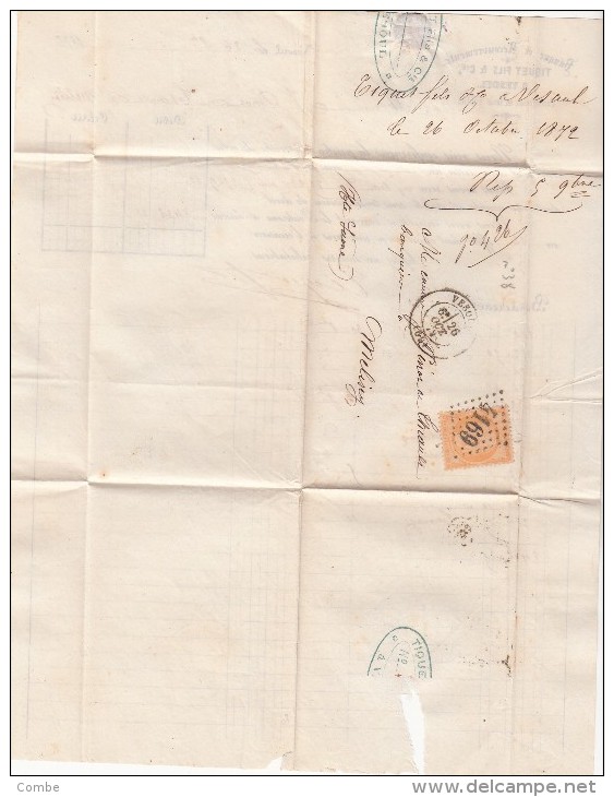 1872  N° 38 VESOUL HAUTE SAONE  / 7228 - 1849-1876: Periodo Classico