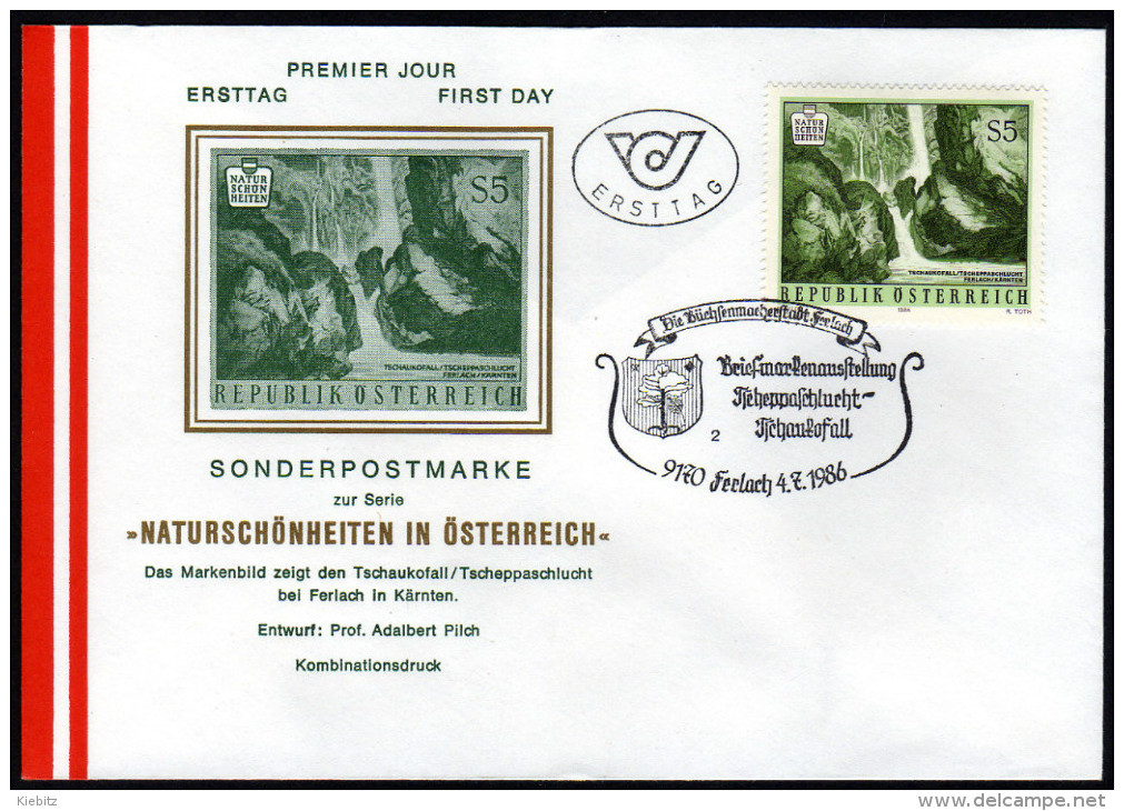 ÖSTERREICH 1986 - Naturschönheiten / Wasserfall, Tschaukofall In Kärnten - Sonderstempel FDC - Sonstige & Ohne Zuordnung