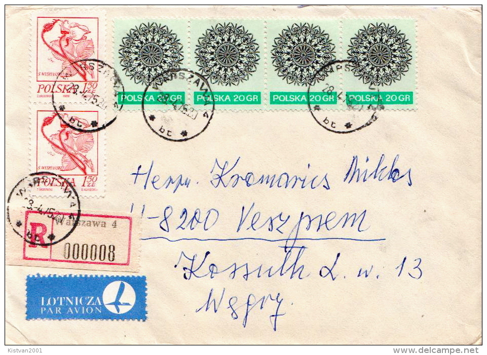 Postal History Cover: Poland Birds Of Prey, Flower Stamps On Cover - Eagles & Birds Of Prey