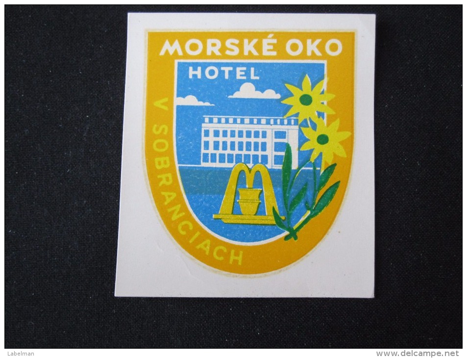 MINI HOTEL CAMPING MOTEL PENSION MORSKE OKO SOBRANCE SLOVANIA JUGOSLAVIA LUGGAGE LABEL ETIQUETTE AUFKLEBER DECAL STICKER - Etiketten Van Hotels