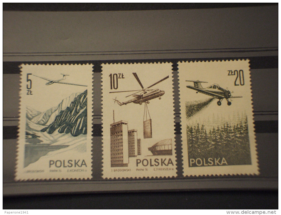 POLONIA - P.A. 1976/7 AREUNAUTICA 2 Valori + 1 Valore - NUOVI(++) - Unused Stamps