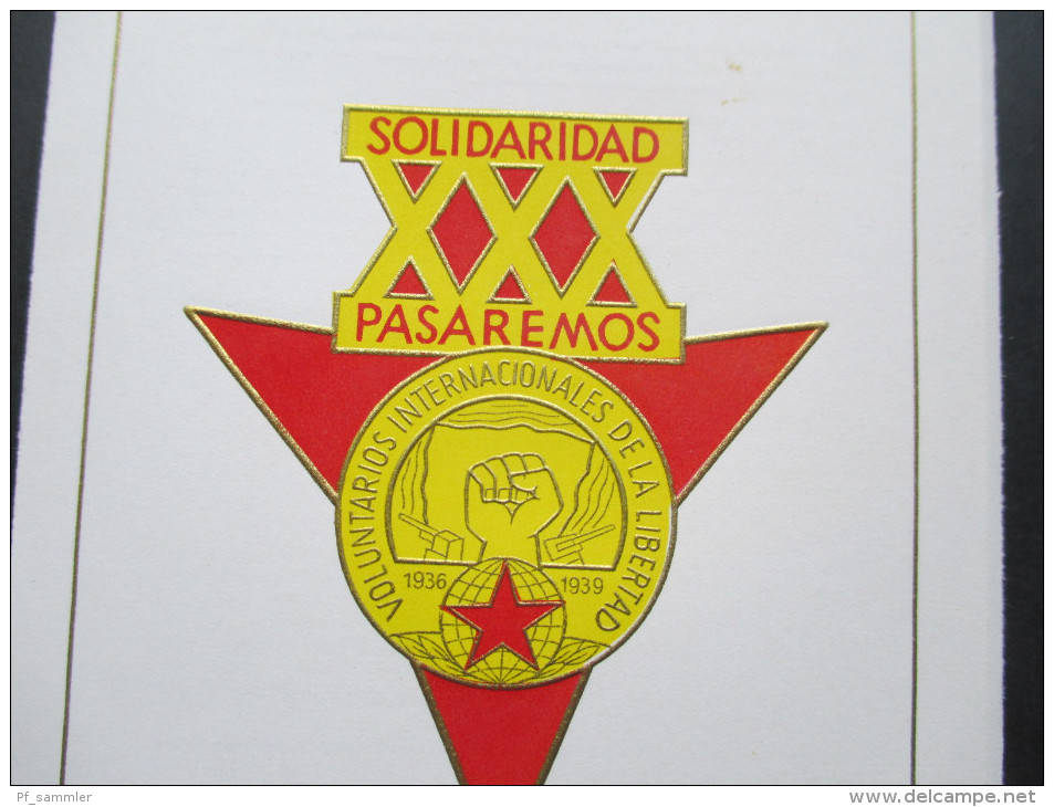 DDR 1966 Sonderkarten Solidaridad Pasaremos. 6 Karten. Freiheitskampf. Komitee Der Antifaschistischen Widerstandskämpfer - Covers & Documents