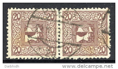 AUSTRIA 1909 Newspaper Stamp 20 Heller On Thin Paper Pair With Private Perforation.  ANK 160y  Cat. €48 - Dagbladen