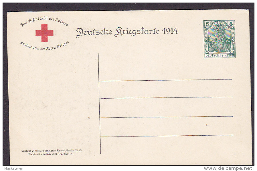 Deutsches Reich Postal Stationery Ganzsache Deutsche Kriegskarte 1914 Red Cross Rotes Kreuz Croix Rouge Der Kaiser !! - Postkarten
