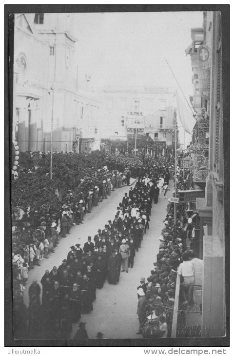 Old Malta Photo Postcard 1932 The Funeral Of Mons. Dandria - Malta