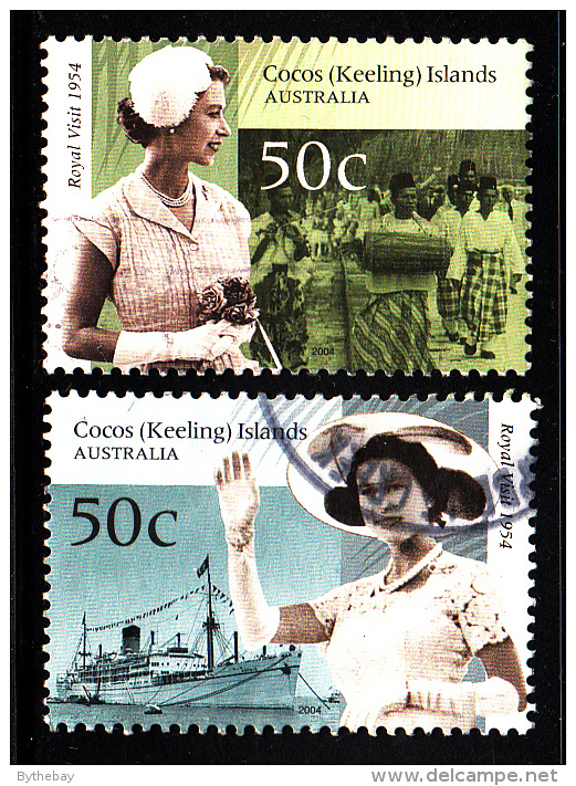 Cocos Islands Used Scott #338a, #338b 50th Anniversary Royal Visit - Cocos (Keeling) Islands