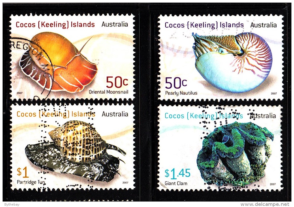 Cocos Islands Used Scott #345a, #345b, #346-#347 Set Of 4 Mollusks - Cocos (Keeling) Islands