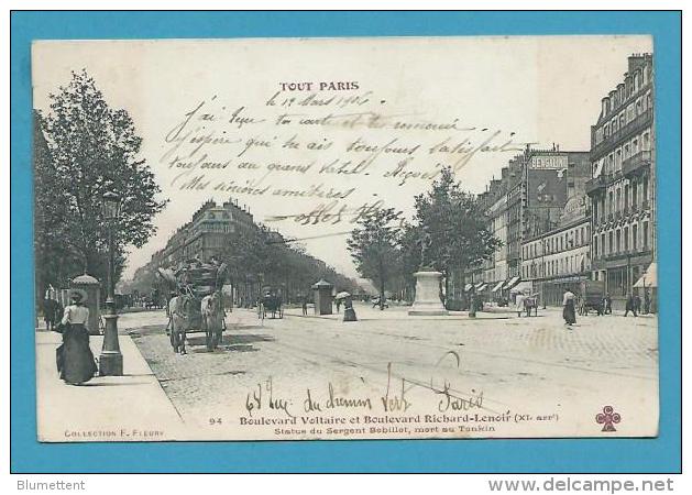 CPA 94 TOUT PARIS - Boulevards Voltaire Et Richard Lenoir Statue Du Sergent Bobillot Mort Au Tonkin Coll. FLEURY - Arrondissement: 11