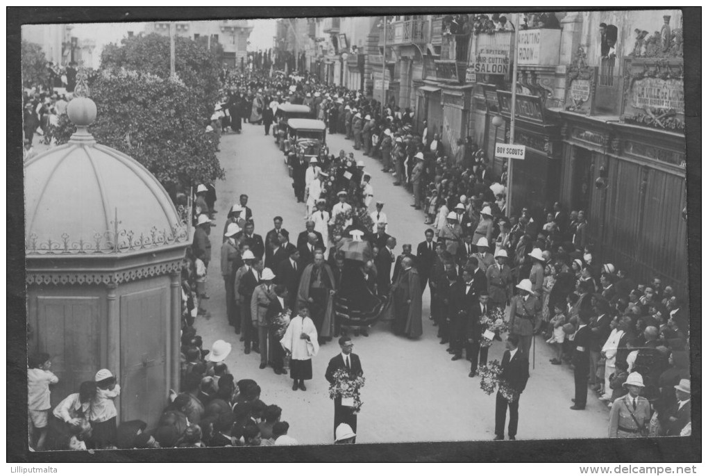 Old Malta Photo Postcard 1932 The Funeral Of Mons. Enrico. Dandria - Malta