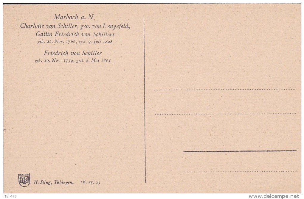 ALLEMAGNE---MARBACH---Charlotte Von Schiller---voir 2 Scans - Marbach