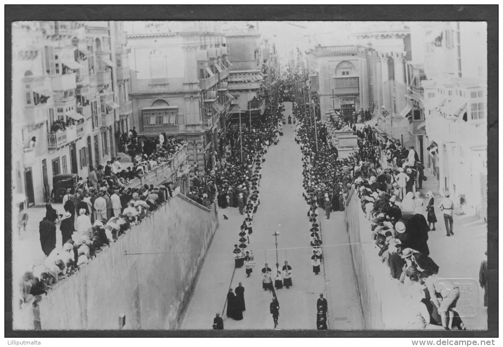 Old Malta Photo Postcard 1932 The Funeral Mons. Enrico. Dandria - Malta