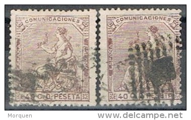 Sellos 40 Cts Alegoria Republica, Variedad Color , Num 136-136a º - Used Stamps