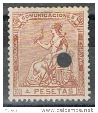 Sello 4 Pts Alegoria Republica, Perforado Telegrafos , Num 139t º - Used Stamps