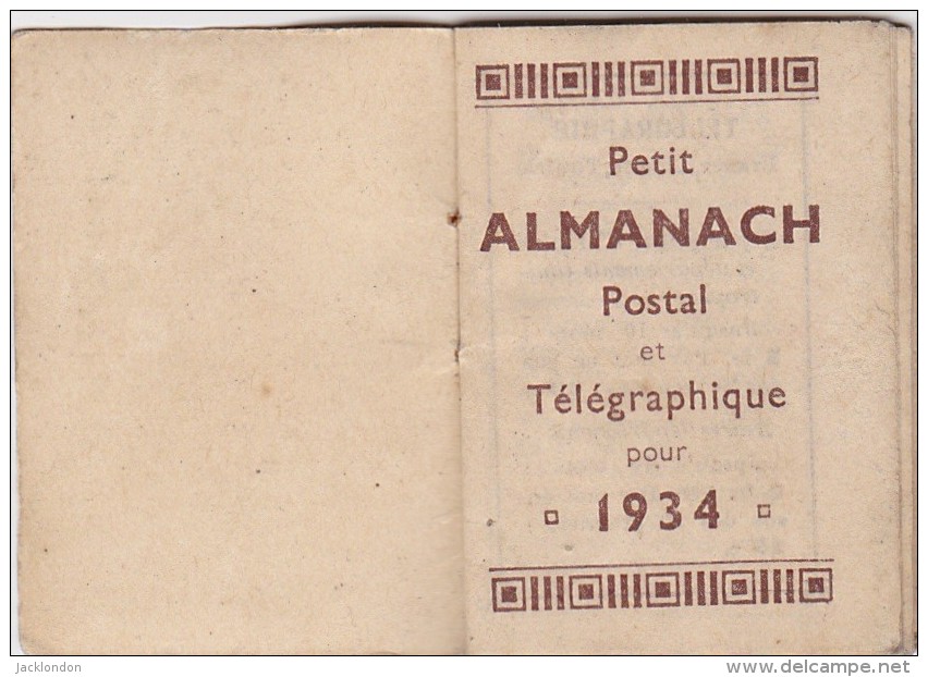 CALENDRIER  1934 Petit Almanach - Petit Format : 1901-20