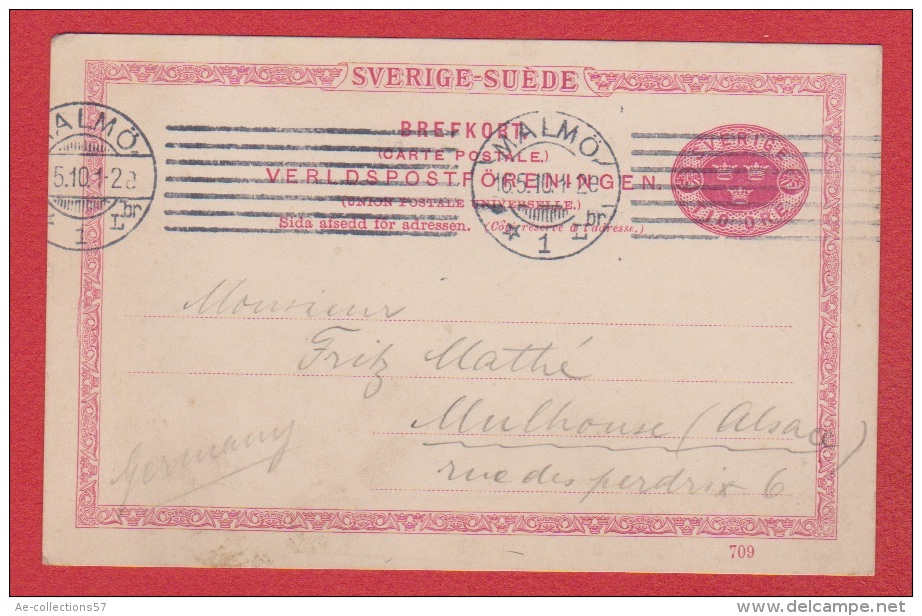 Suède  //  Entier Postal  //  De Malmö //  Pour Mulhouse  //  16/05/10 - Postal Stationery