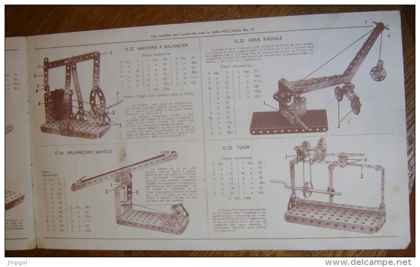 Brochure Meccano Modèles Réalisés Avec La Boîte N° 0 Aperçu Modèles Boîte N° 1 - Meccano