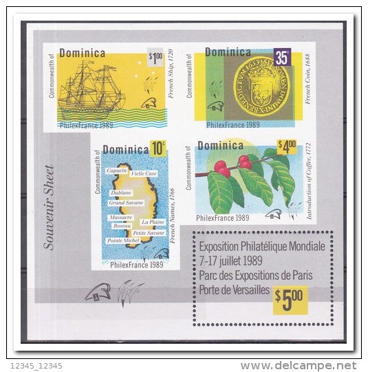 Dominica 1989, Postfris MNH, Ship, Plants, Map - Dominica (1978-...)