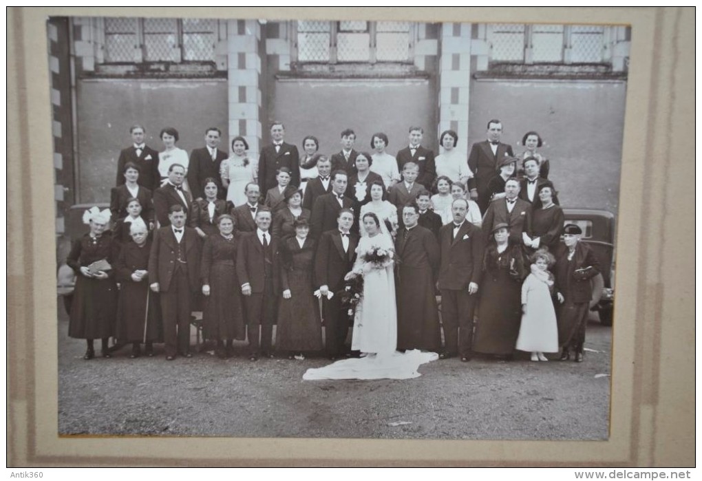 Photographie Mariage Anjou Saint Lambert Du Lattay N°3 Circa 1920 Costumes Et Coiffes Grand Format Contrecollée/carton - Otros & Sin Clasificación