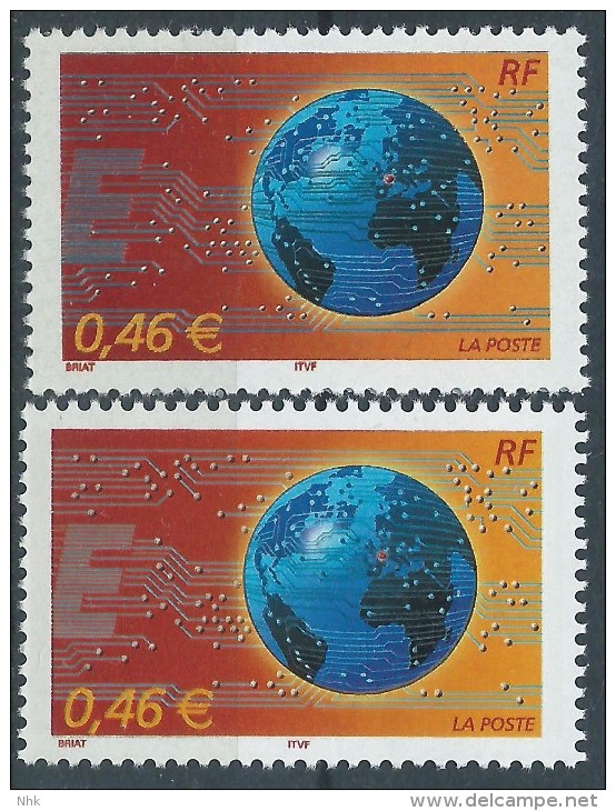 [12] Variété : N° 3532 Le Monde En Réseau Circuits Intégré Blanc (sans Le Gris-bleu)  + Normal ** - Nuovi