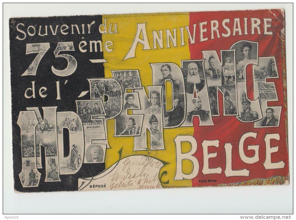 DE971-1905 BELGIQUE CP Souvenir Du 75eme ANNIVERSAIRE INDEPENDANCE BELGE+Photo Hommes Célèbres-voyagè - Sonstige & Ohne Zuordnung