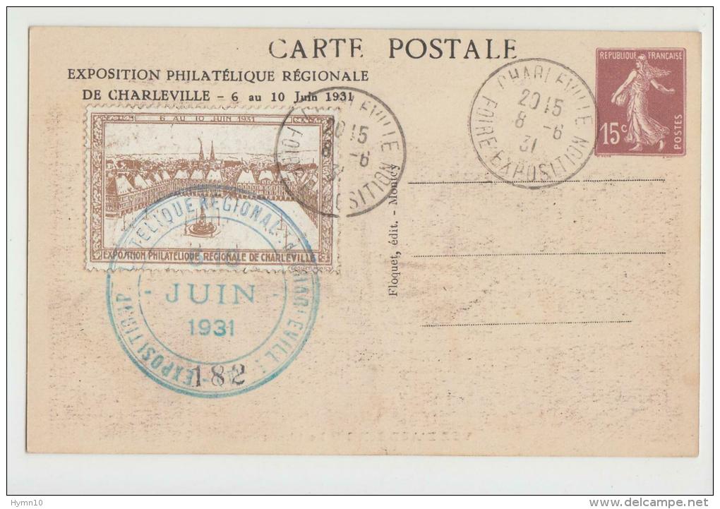 DE974-1931 CP CHARLEVILLE Exposition PHILATELIQUE Regional-Jour Cachet C.15+Cendrillon Exposition - Picardie