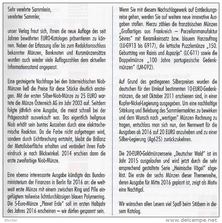 Katalog Deutschland EURO 2016 Für Münzen Numisblätter Numisbriefe New 10€ Mit €-Banknoten Coin Numis-catalogue Of EUROPA - Alemán
