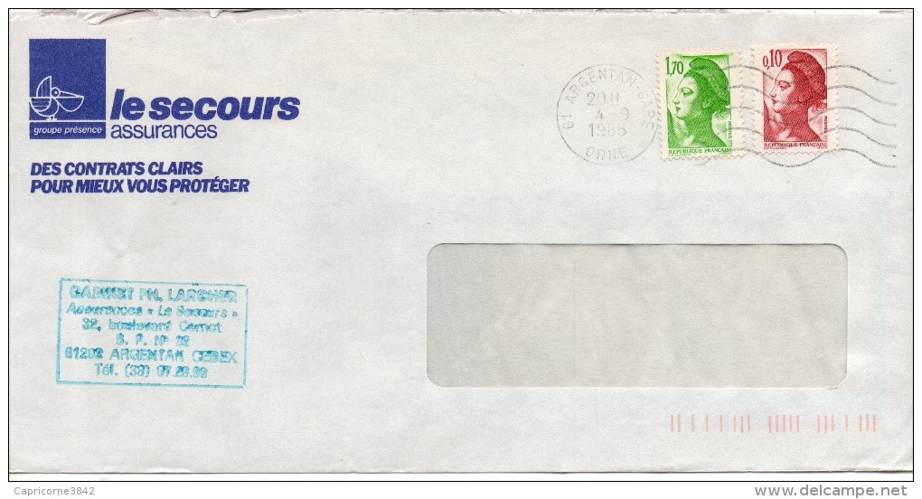 1985 - Liberté De Gandon - N° 2179 Et 2318 Variété Nuage Sur Le Bonnet - Storia Postale