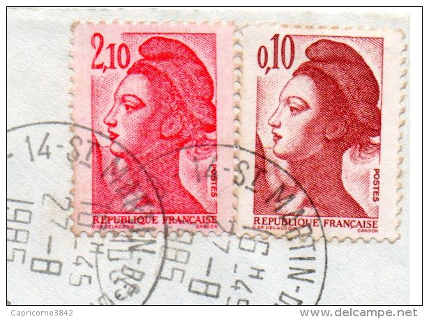 1985 - Liberté De Gandon N°2179 Et 2319 Papier Rose - Storia Postale