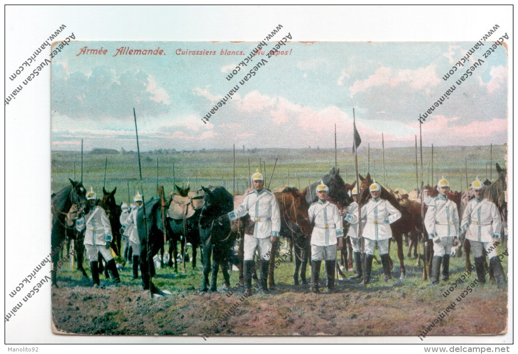 Rare CPA : Armée Allemande - Cuirassiers Blancs Au Repos ! - Guerre 1914-18