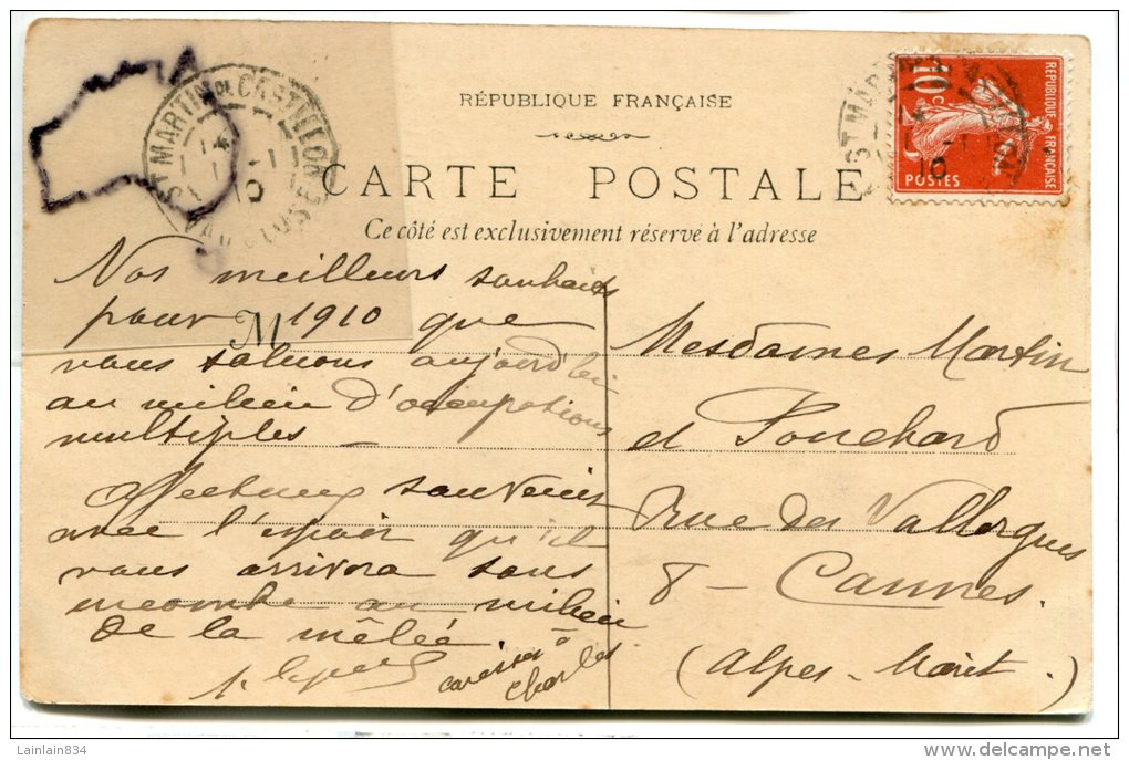 - 69 - Marseille - La Mairie - Barque, Férry Boat, Vieux Port, écrite En 1910, Un Peu De Couleur, BE, Scans. - Alter Hafen (Vieux Port), Saint-Victor, Le Panier