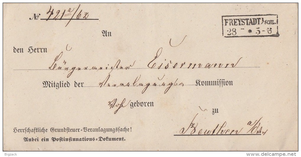 Preussen Brief Gel. Von R2 Freystadt I.Schl.28.2. Nach Beuthen - Briefe U. Dokumente