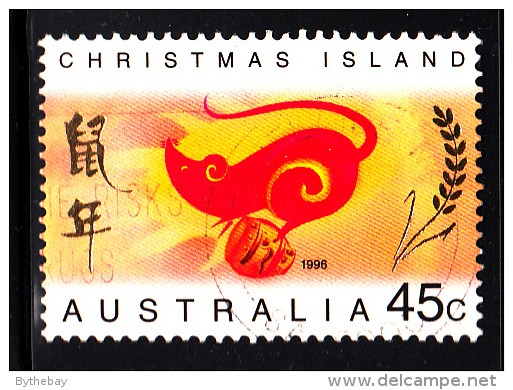 Christmas Island Used Scott #377 45c Rat Facing Left - Lunar New Year Year Of The Rat - Christmas Island