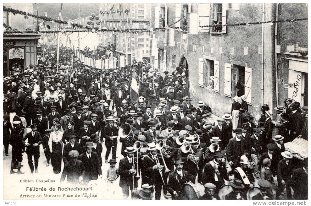 87. HAUTE-VIENNE - ROCHECHOUART. Félibrée 1913. Arrivée Du Ministre Place De L'Eglise. (fanfare). - Rochechouart