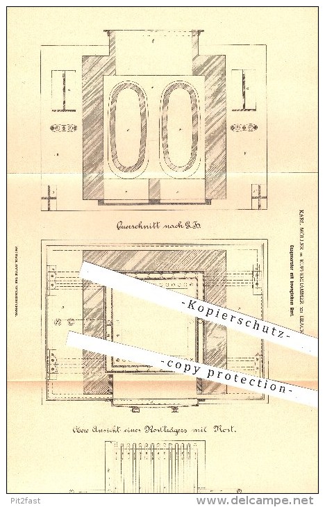 Original Patent - K. Möller , Kupferhammer , Brackwede , 1878 , Gasgenerator , Gas , Generator , Generatoren , Ofen !! - Historische Dokumente