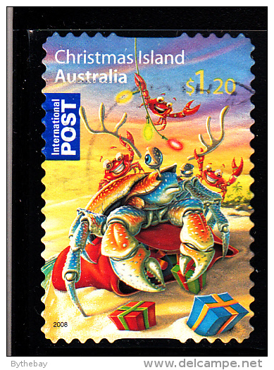 Christmas Island Used Scott #476 $1.20 Crabs, Lights - Christmas - Booklet Stamp - Christmas Island