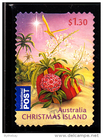 Christmas Island Used 2010 Issue $1.30 Christmas Present On Beach - Christmas - Booklet Stamp - Christmas Island