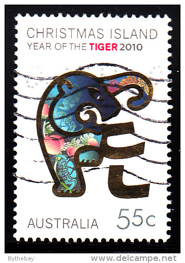 Christmas Island Used 2010 Issue 55c Year Of The Tiger - Christmas Island