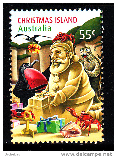 Christmas Island Used 2012 Issue 55c Animals Making Santa Sand Sculpture - Christmas - Sheet Stamp - Christmas Island