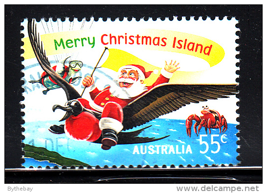 Christmas Island Used 2013 Issue 55c Santa Flying On Frigatebird - Christmas - Christmas Island