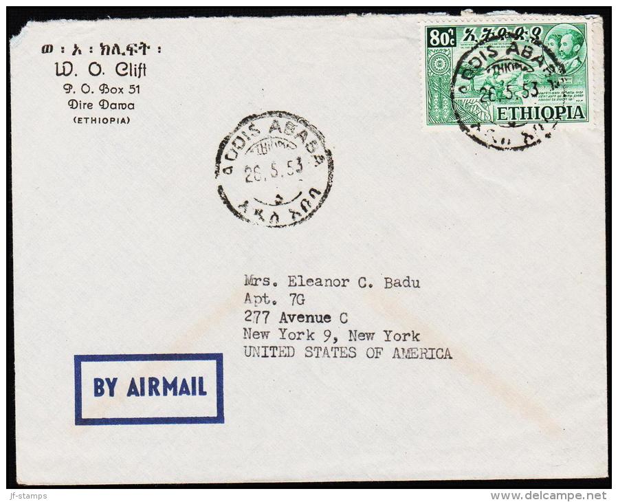 1953. 80 C. ADDIS ABABA 26.5.53.  To USA.  (Michel: 323) - JF181744 - Äthiopien