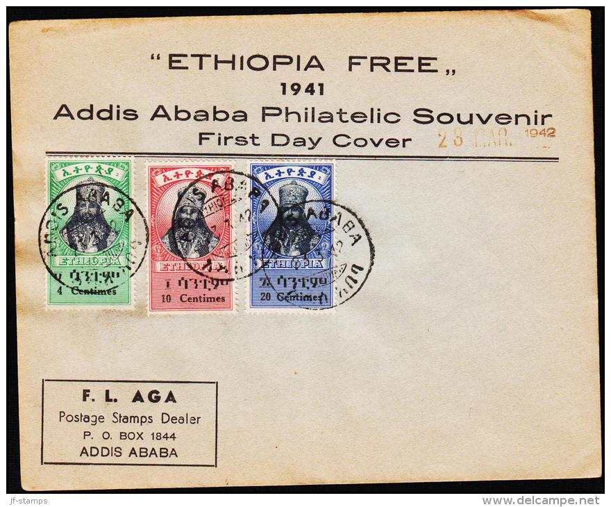 1942. Haile Selassie 4 + 10 + 20 Centimes ADDIS ABABA 22. JUN 42.  (Michel: 196, 198, 200) - JF181728 - Äthiopien