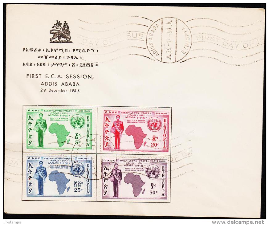 1958. FIRST E.C.A. SESSION 4 Ex. FDC ADDIS ABABA 29. - 12 - 58.  (Michel: 375-378) - JF181733 - Äthiopien