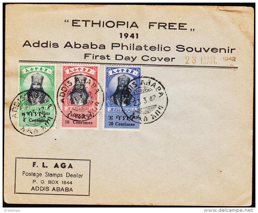 1942. Haile Selassie 4 + 10 + 20 Centimes ADDIS ABABA 22. JUN 42.  (Michel: 196, 198, 200) - JF181729 - Äthiopien