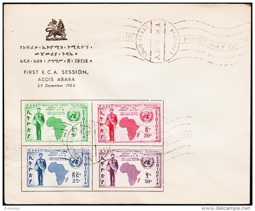 1958. FIRST E.C.A. SESSION 4 Ex. FDC ADDIS ABABA 29. - 12 - 58.  (Michel: 375-378) - JF181736 - Äthiopien