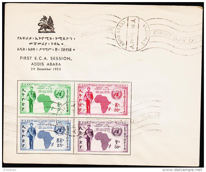 1958. FIRST E.C.A. SESSION 4 Ex. FDC ADDIS ABABA 29. - 12 - 58.  (Michel: 375-378) - JF181738 - Äthiopien