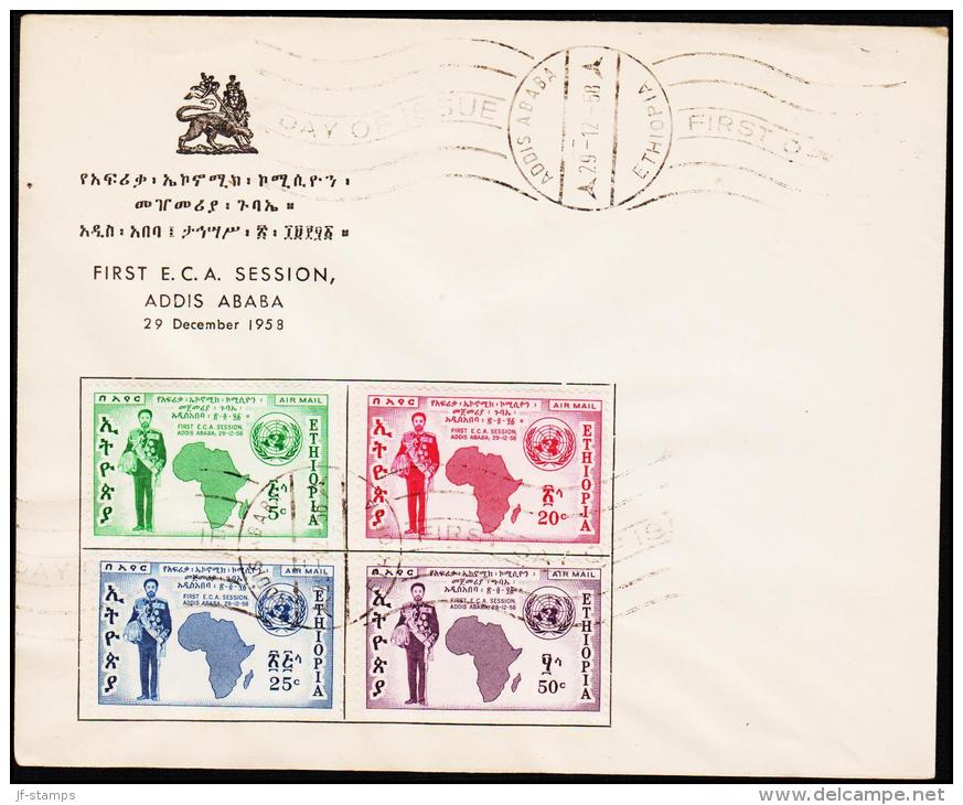 1958. FIRST E.C.A. SESSION 4 Ex. FDC ADDIS ABABA 29. - 12 - 58.  (Michel: 375-378) - JF181737 - Äthiopien