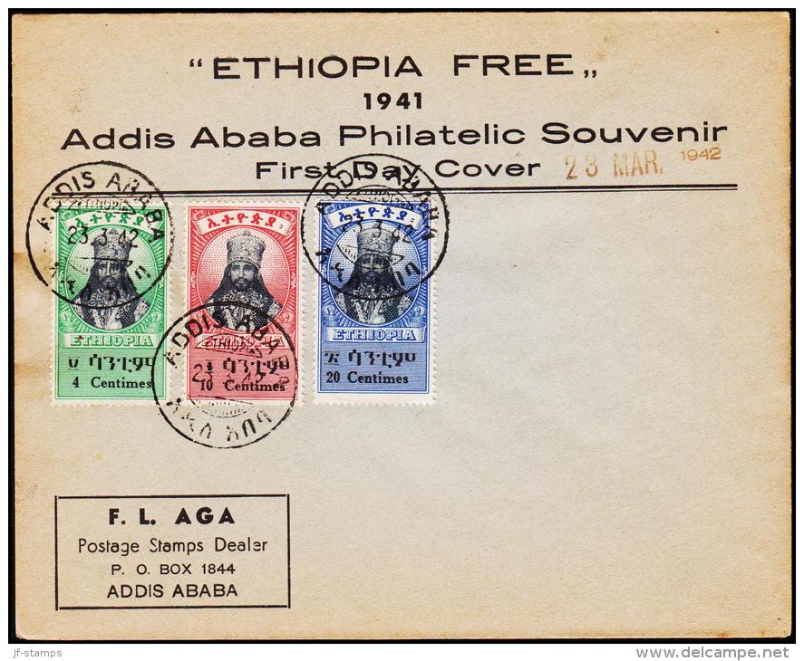 1942. Haile Selassie 4 + 10 + 20 Centimes ADDIS ABABA 22. JUN 42.  (Michel: 196, 198, 200) - JF181723 - Äthiopien